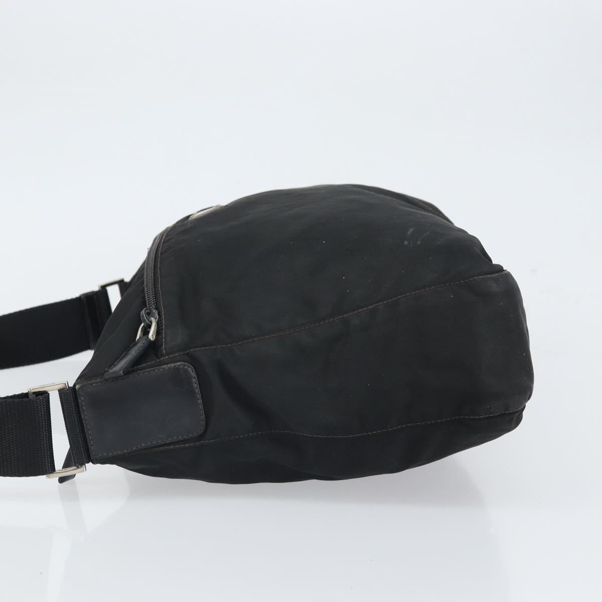 PRADA Shoulder Bag Nylon Black Silver Auth gh1639