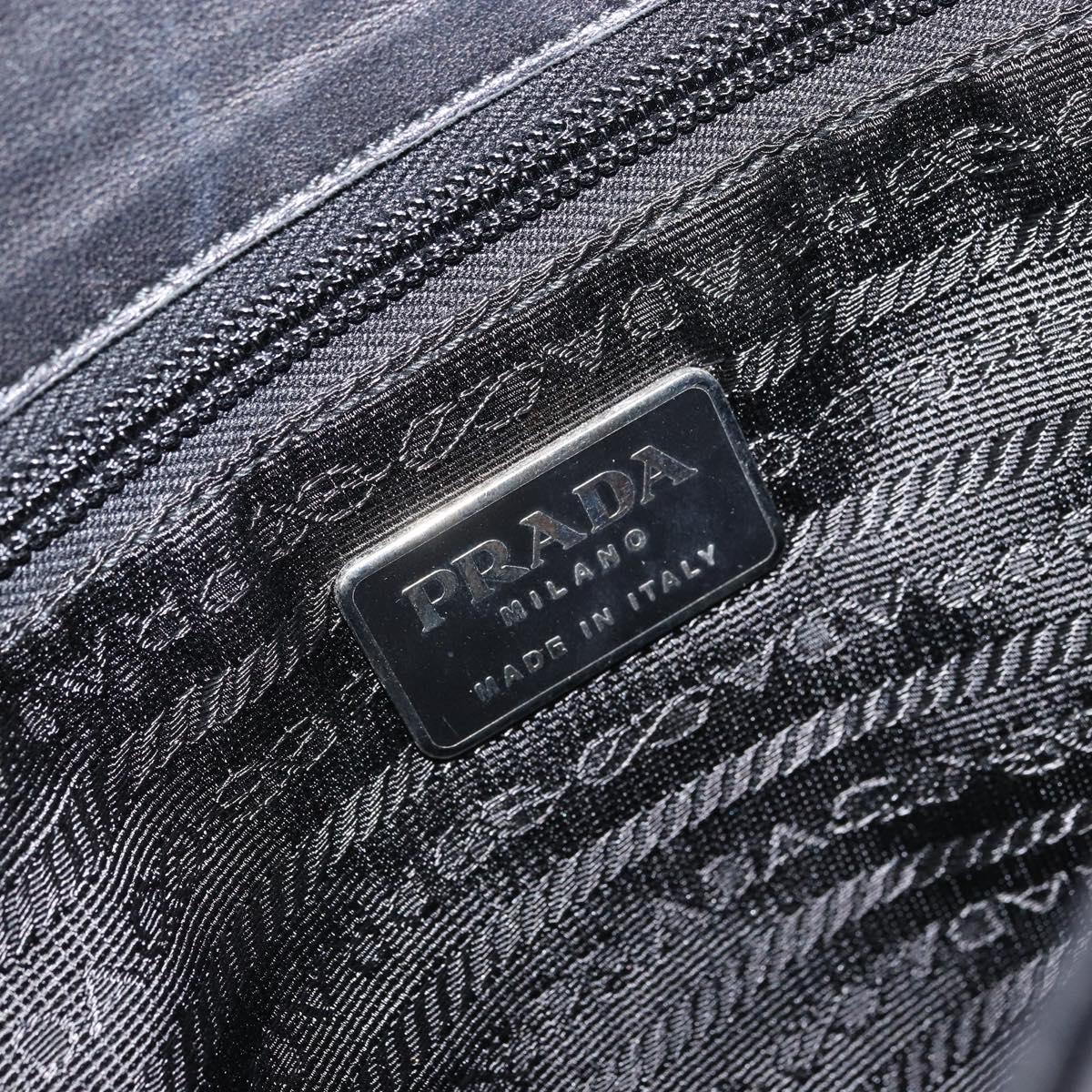 PRADA Tote Bag Nylon Leather Black Silver Auth gh1640