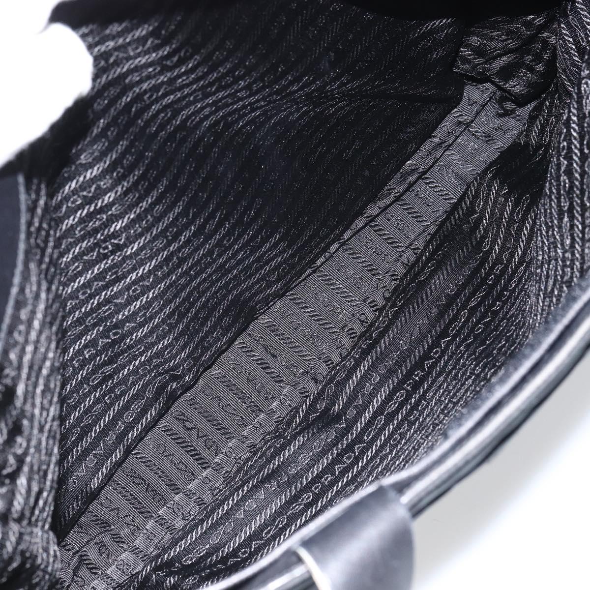 PRADA Tote Bag Nylon Leather Black Silver Auth gh1640