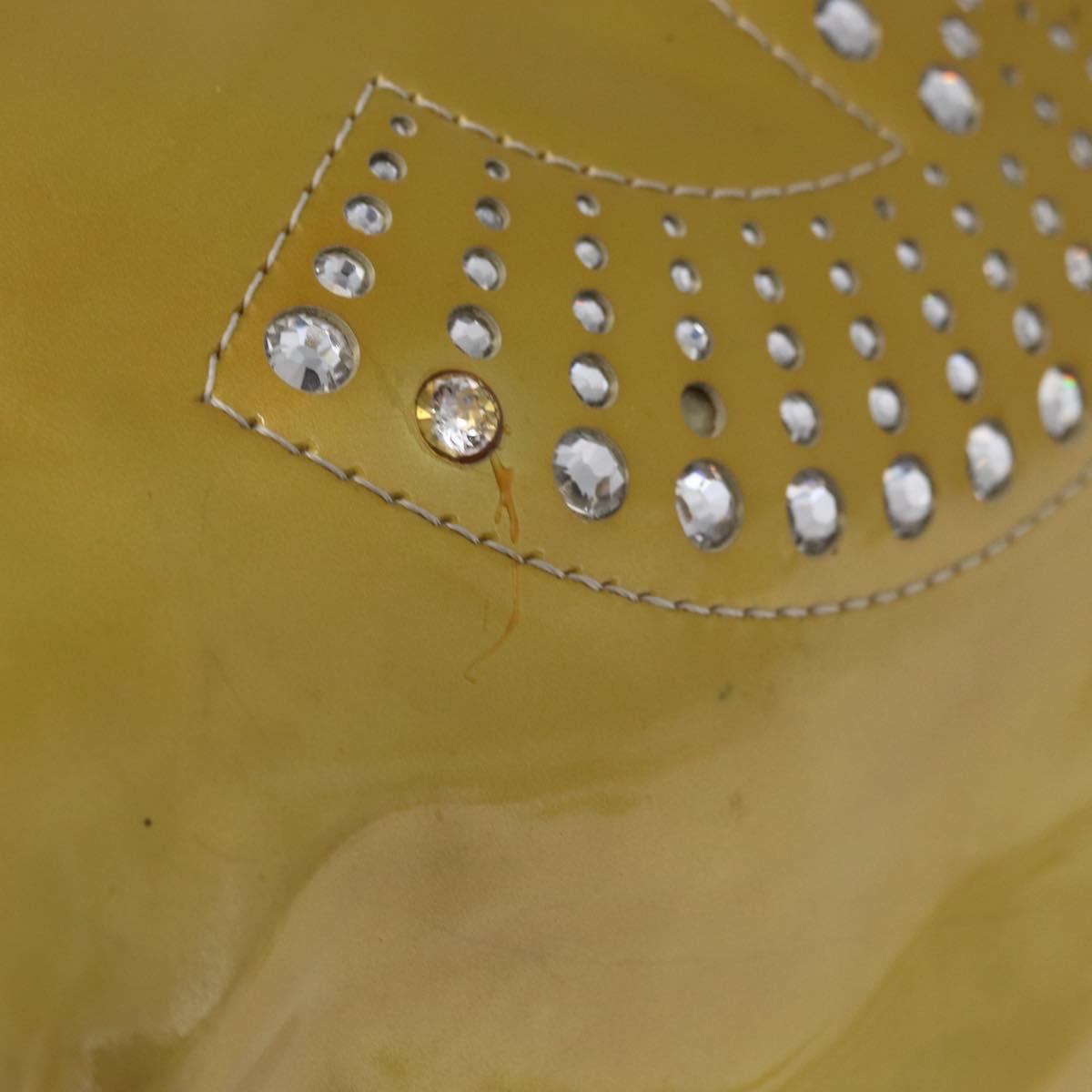 CHANEL COCO Mark Chain Tote Bag Patent leather Yellow Silver CC Auth gh1643