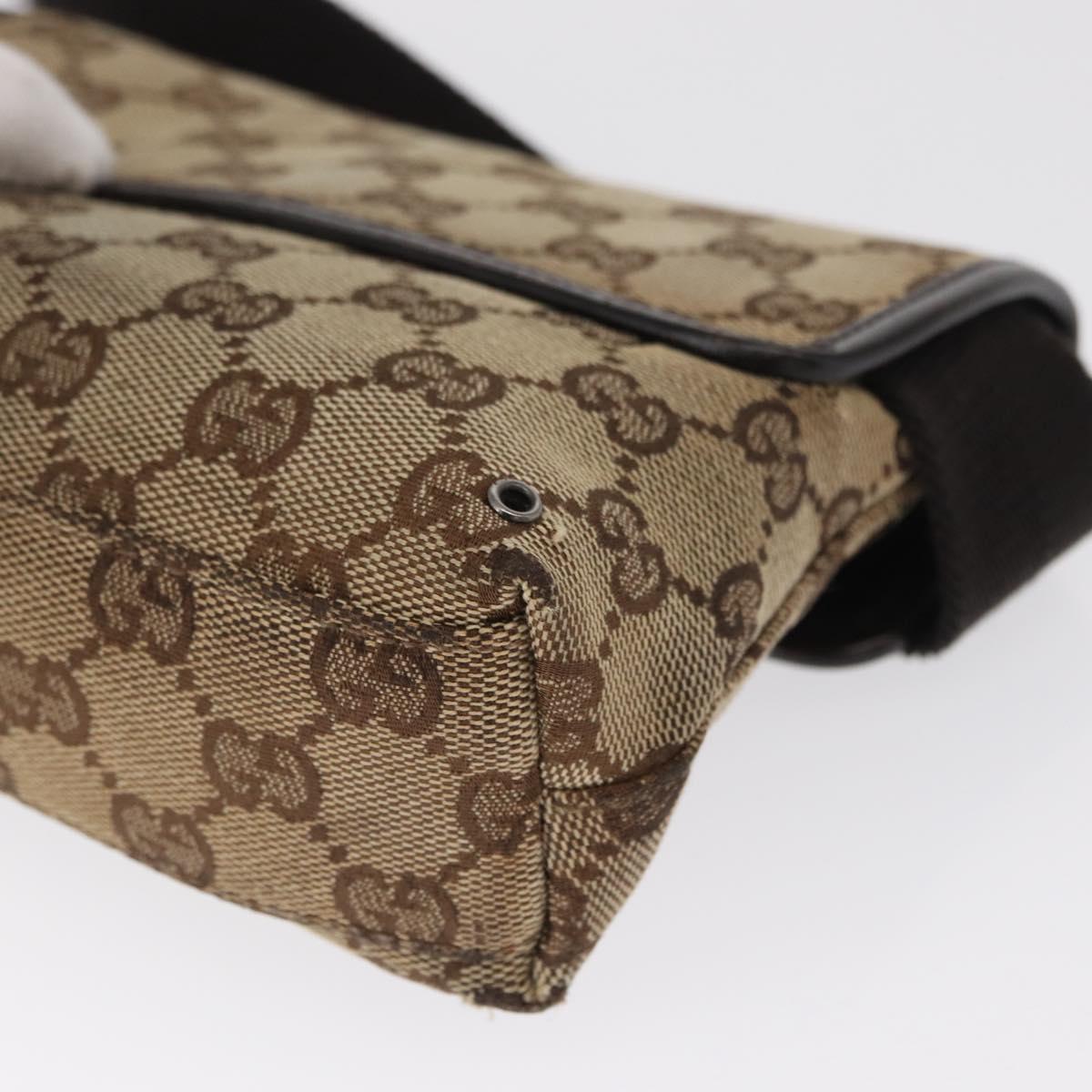 GUCCI GG Canvas Body Bag Beige Silver 92543 Auth gh1646