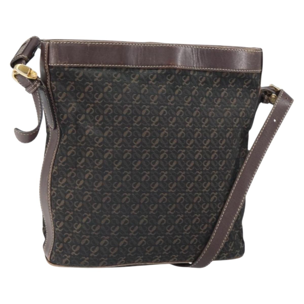 LOEWE Shoulder Bag Canvas Brown Gold Auth gh1652