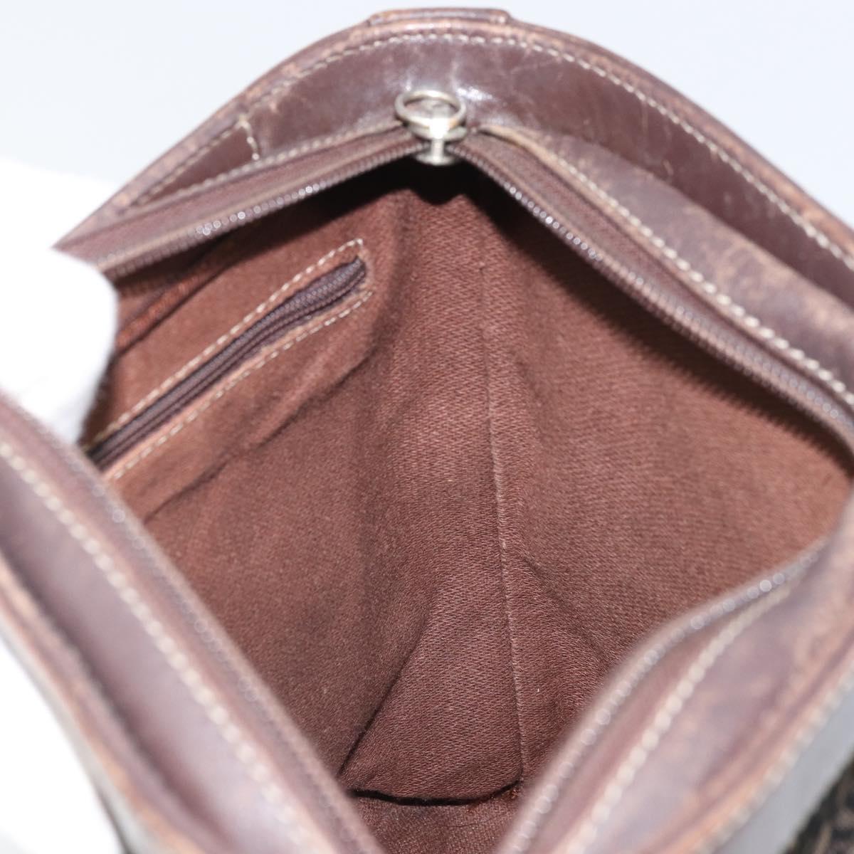 LOEWE Shoulder Bag Canvas Brown Gold Auth gh1652
