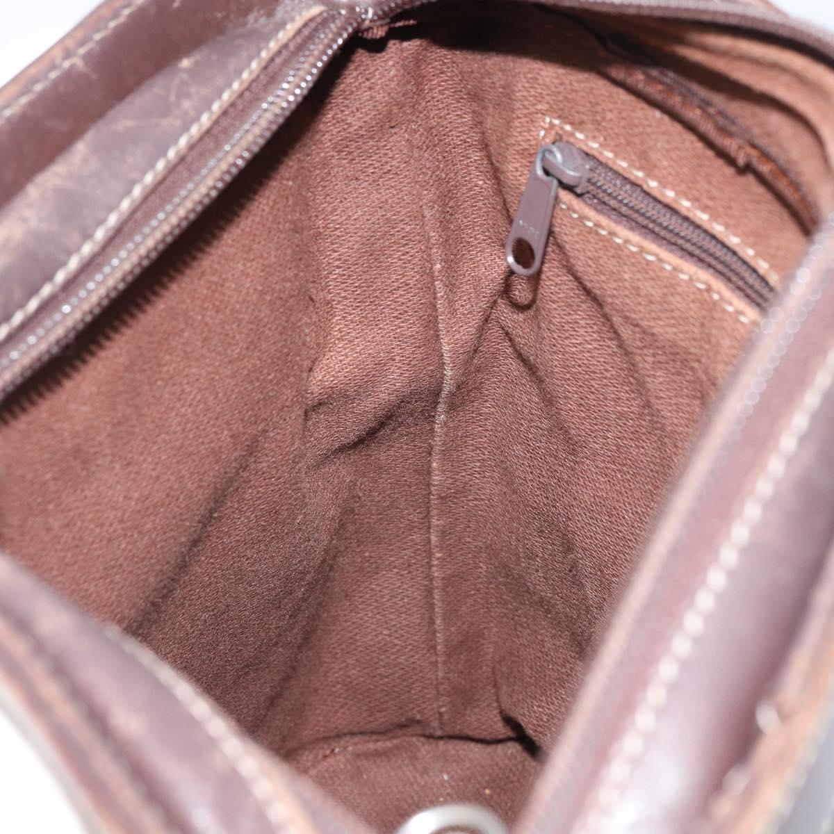 LOEWE Shoulder Bag Canvas Brown Gold Auth gh1652