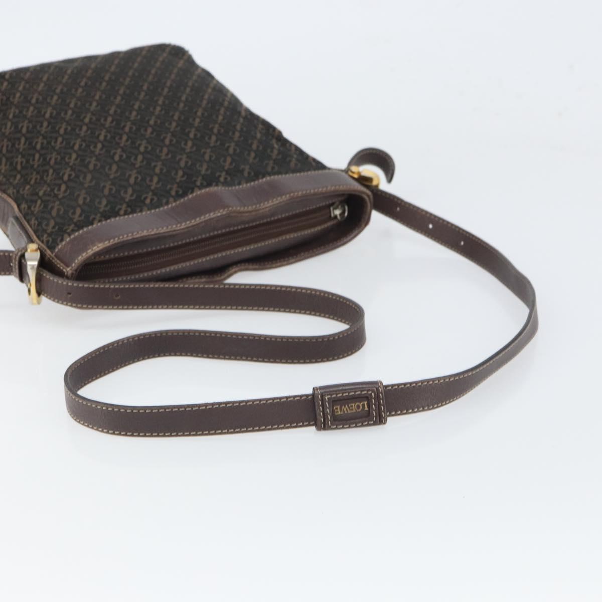 LOEWE Shoulder Bag Canvas Brown Gold Auth gh1652
