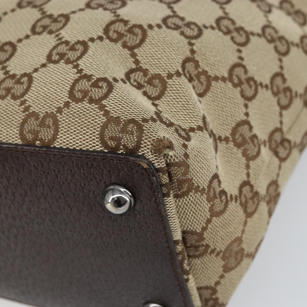GUCCI GG Canvas Tote Bag Beige Silver 120840 Auth gh1653