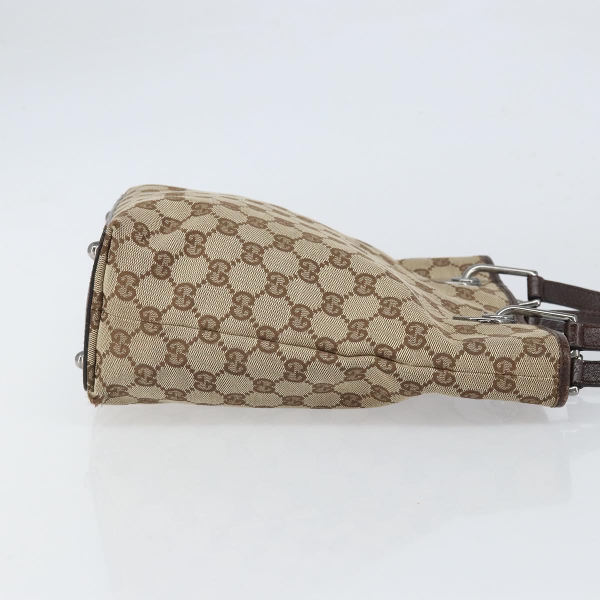 GUCCI GG Canvas Tote Bag Beige Silver 120840 Auth gh1653