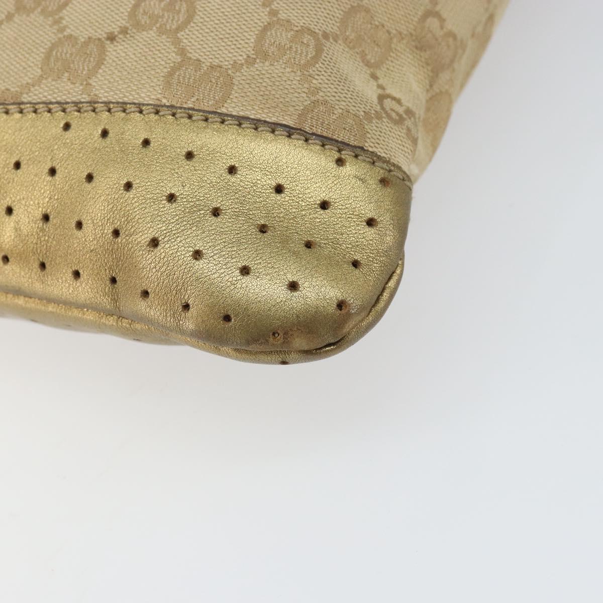 GUCCI GG Canvas Shoulder Bag Beige Gold 145857 Auth gh1654