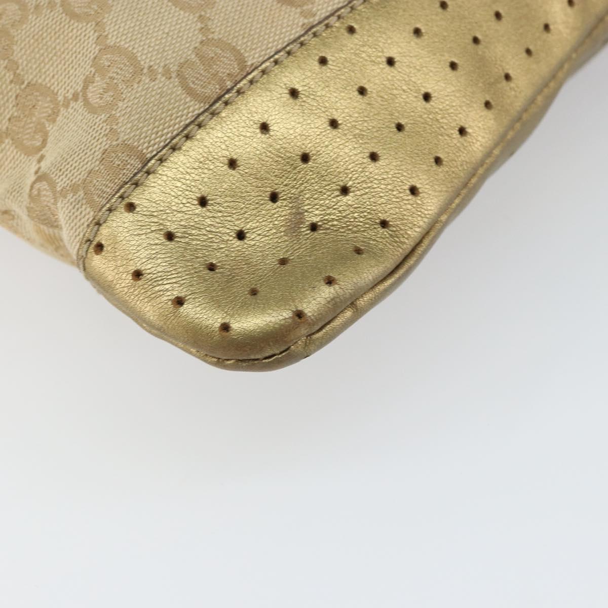 GUCCI GG Canvas Shoulder Bag Beige Gold 145857 Auth gh1654