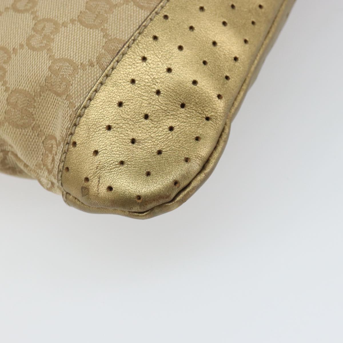 GUCCI GG Canvas Shoulder Bag Beige Gold 145857 Auth gh1654
