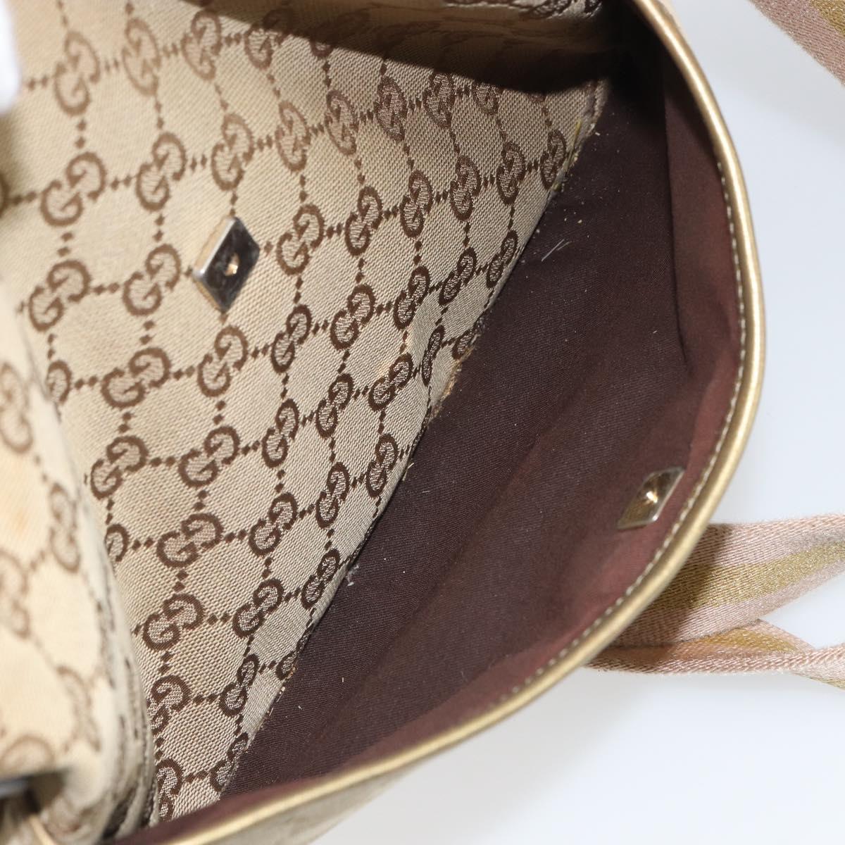 GUCCI GG Canvas Shoulder Bag Beige Gold 145857 Auth gh1654