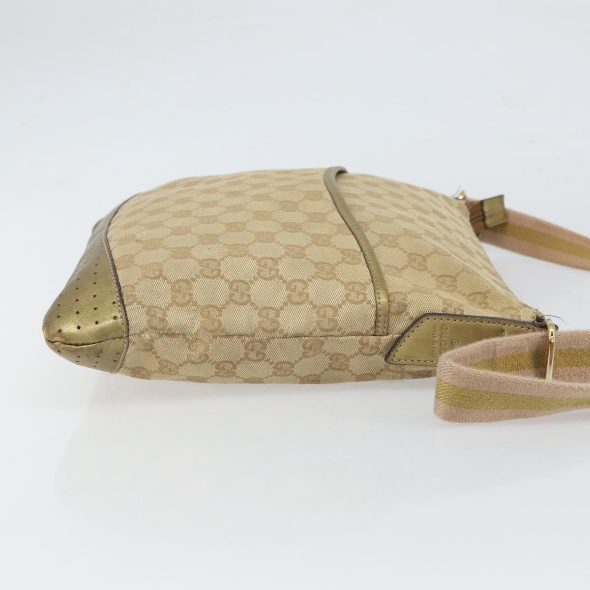 GUCCI GG Canvas Shoulder Bag Beige Gold 145857 Auth gh1654