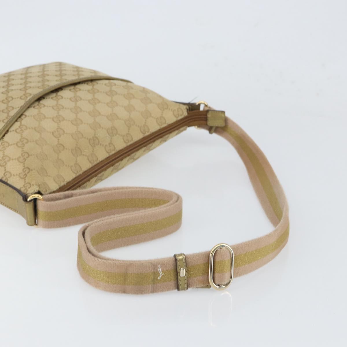 GUCCI GG Canvas Shoulder Bag Beige Gold 145857 Auth gh1654