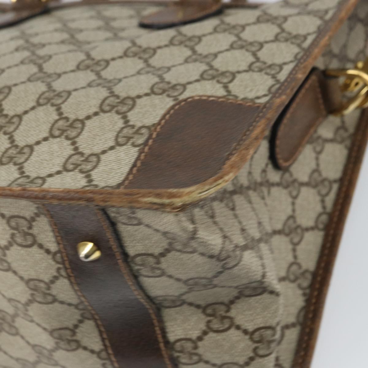 GUCCI GG Supreme Sherry Line Hand Bag PVC 2way Beige Gold Auth gh1655