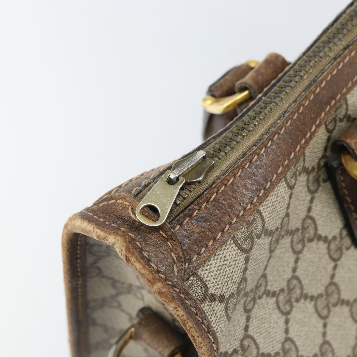 GUCCI GG Supreme Sherry Line Hand Bag PVC 2way Beige Gold Auth gh1655