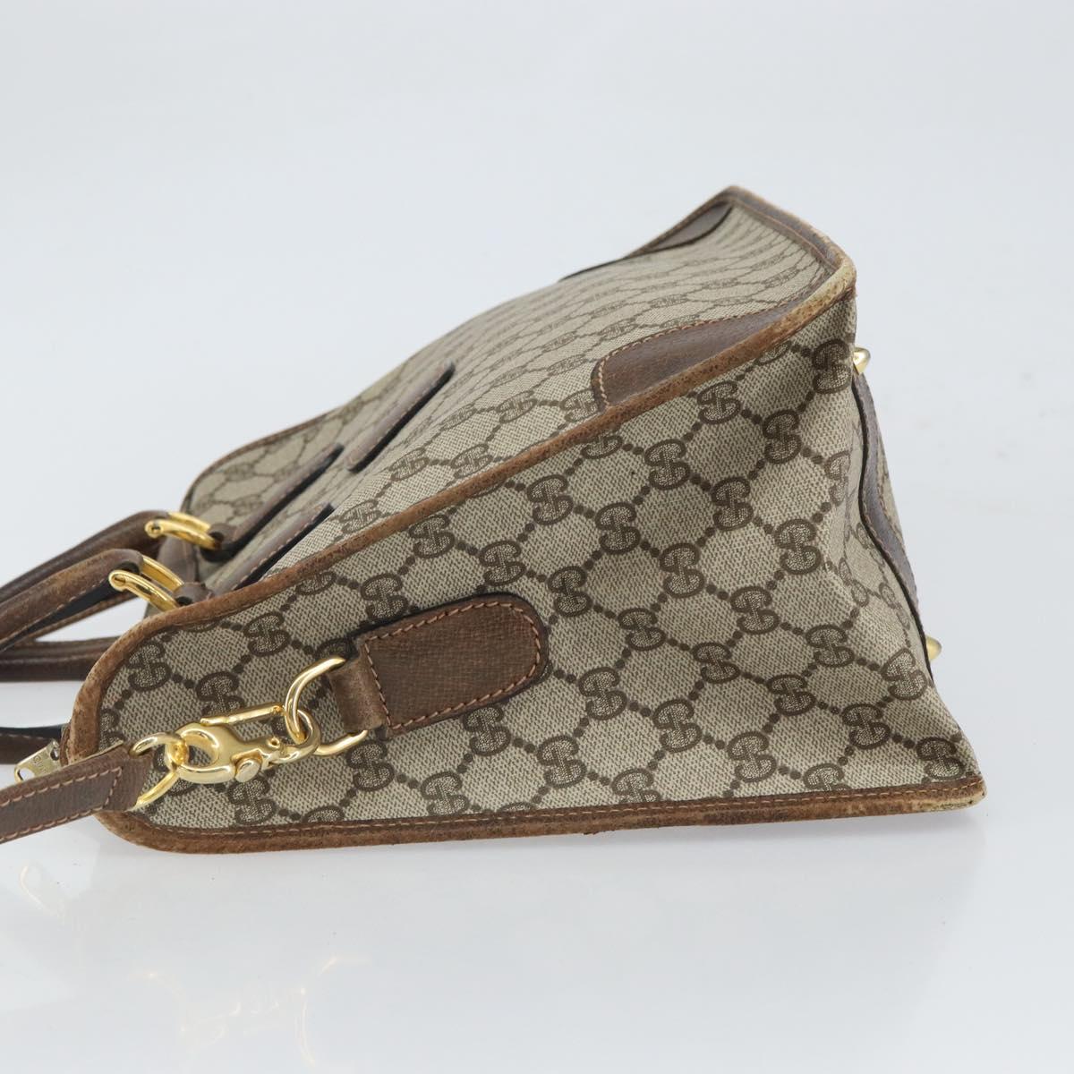 GUCCI GG Supreme Sherry Line Hand Bag PVC 2way Beige Gold Auth gh1655