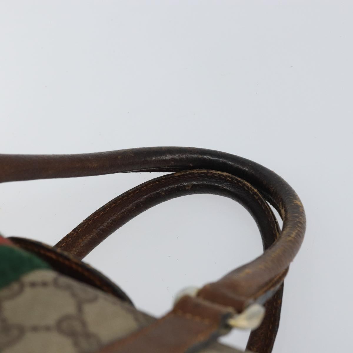 GUCCI GG Supreme Web Sherry Line Hand Bag PVC Beige Auth gh1658