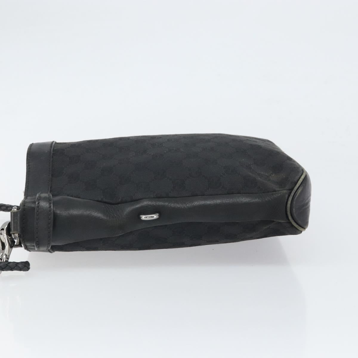 GUCCI GG Canvas Shoulder Bag Black Silver 109106 Auth gh1665