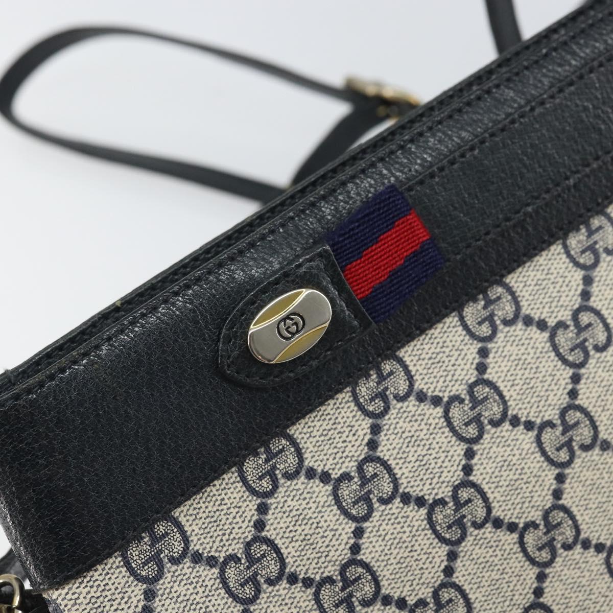 GUCCI GG Supreme Sherry Line Shoulder Bag PVC Navy Gold 904 02 035 Auth gh1666