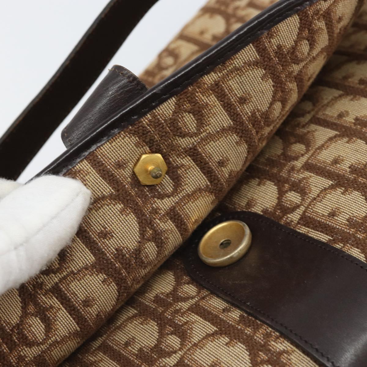 Christian Dior Trotter Canvas Shoulder Bag Brown Gold Auth gh1667