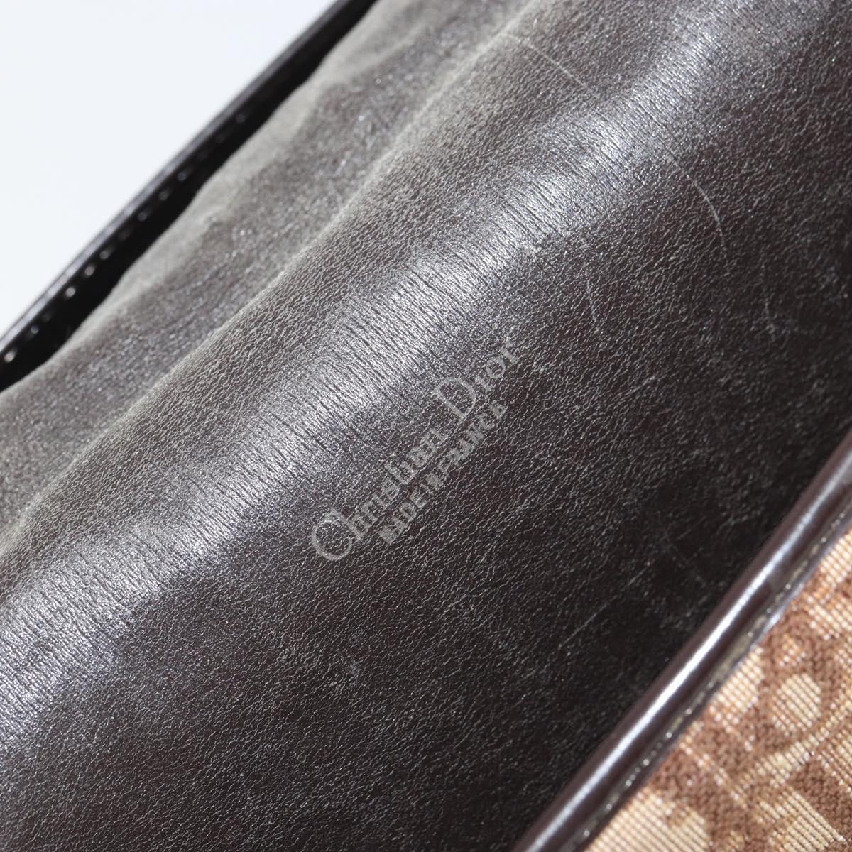 Christian Dior Trotter Canvas Shoulder Bag Brown Gold Auth gh1667