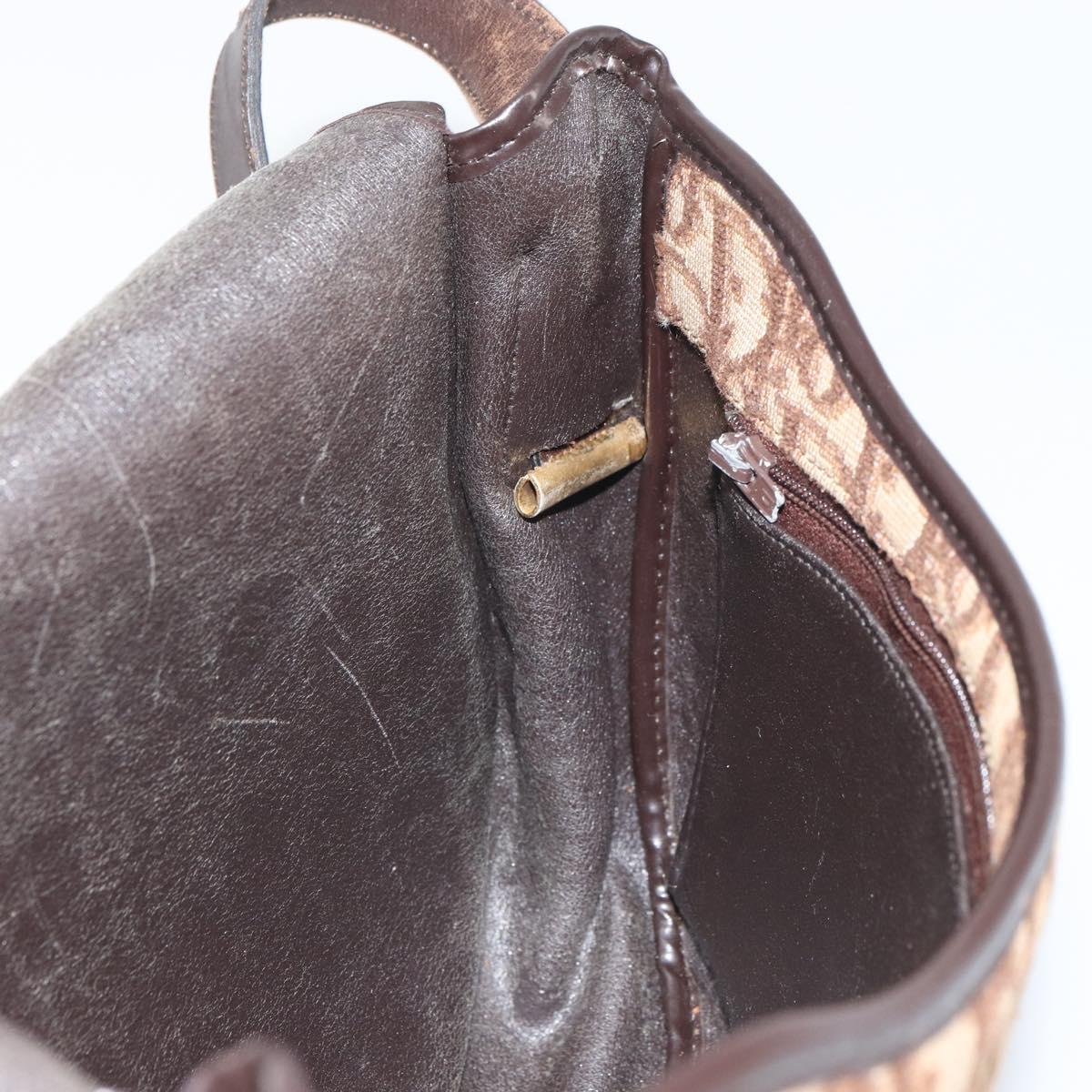 Christian Dior Trotter Canvas Shoulder Bag Brown Gold Auth gh1667