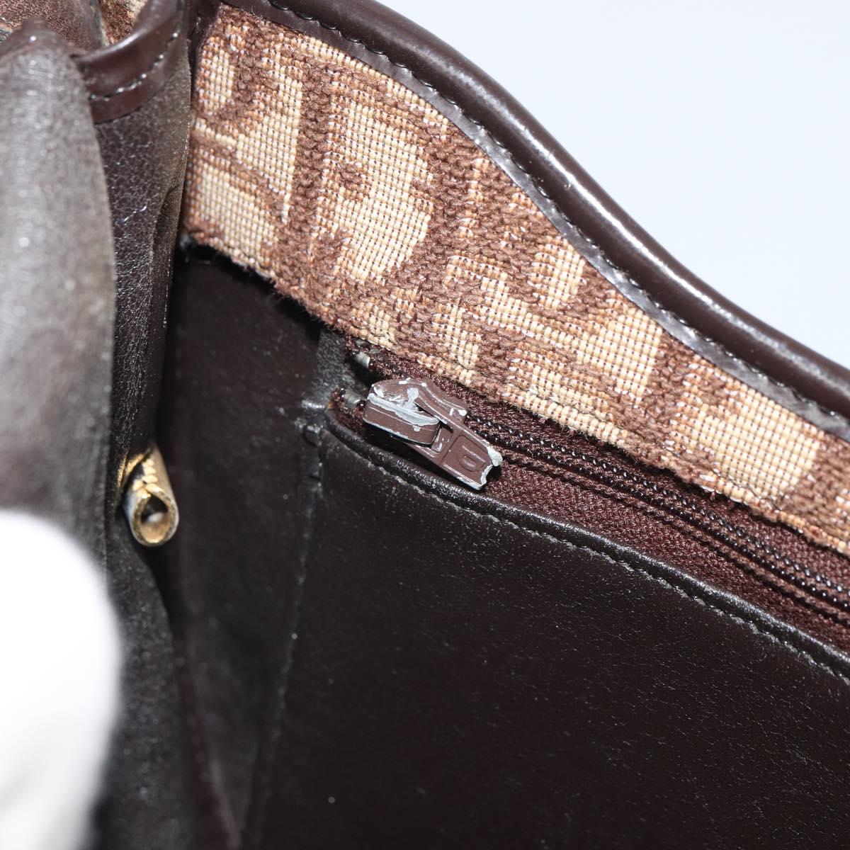 Christian Dior Trotter Canvas Shoulder Bag Brown Gold Auth gh1667