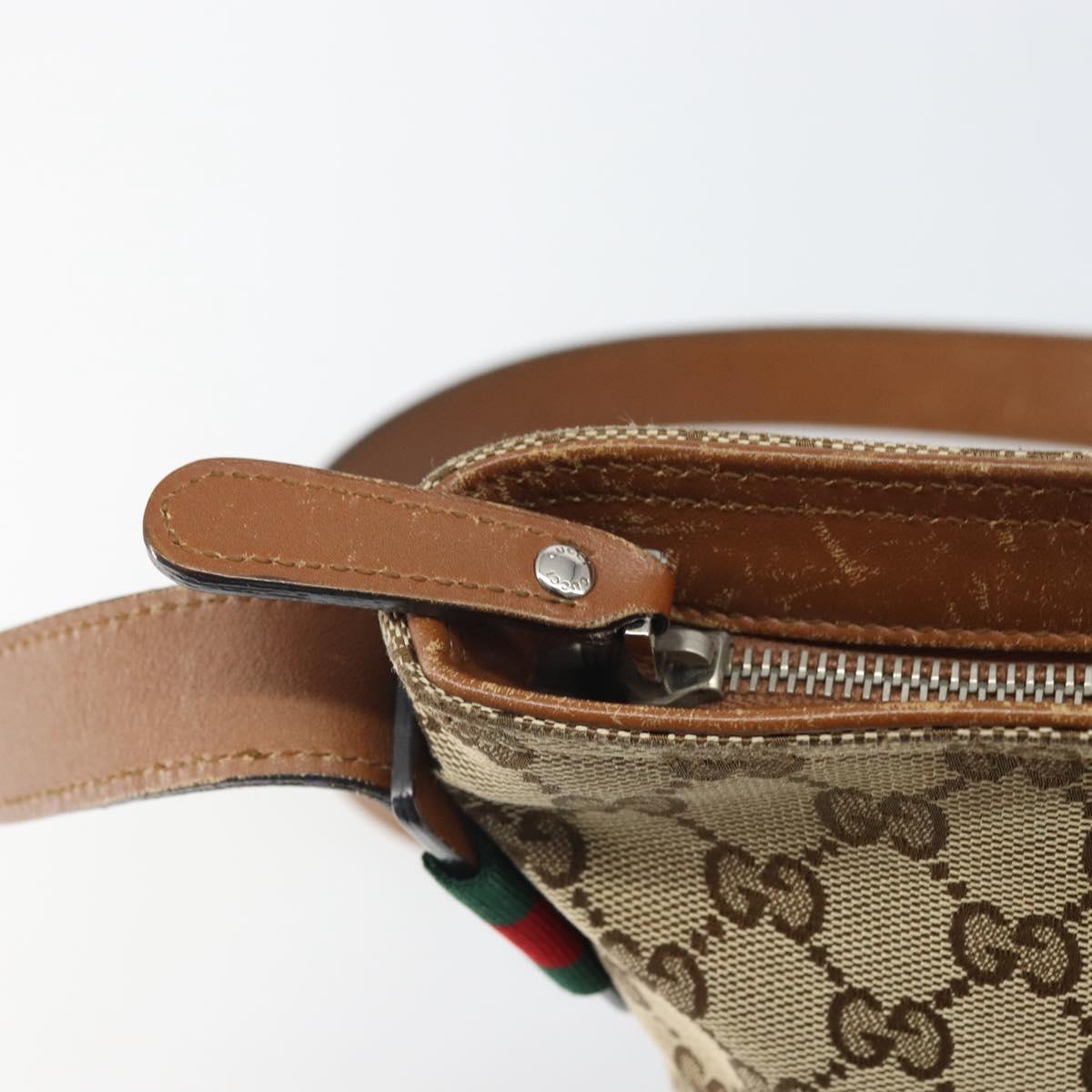 GUCCI GG Canvas Web Sherry Line Shoulder Bag Beige Gold 337598 Auth gh1670