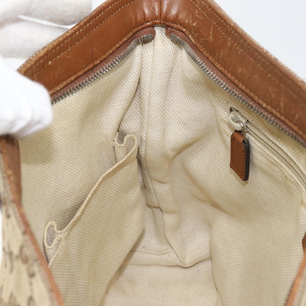 GUCCI GG Canvas Web Sherry Line Shoulder Bag Beige Gold 337598 Auth gh1670