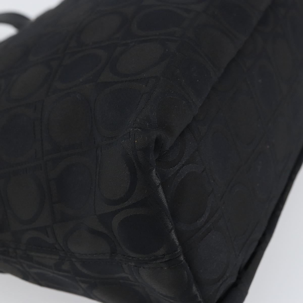 Salvatore Ferragamo Gancini Tote Bag Nylon Black Silver Auth gh1671