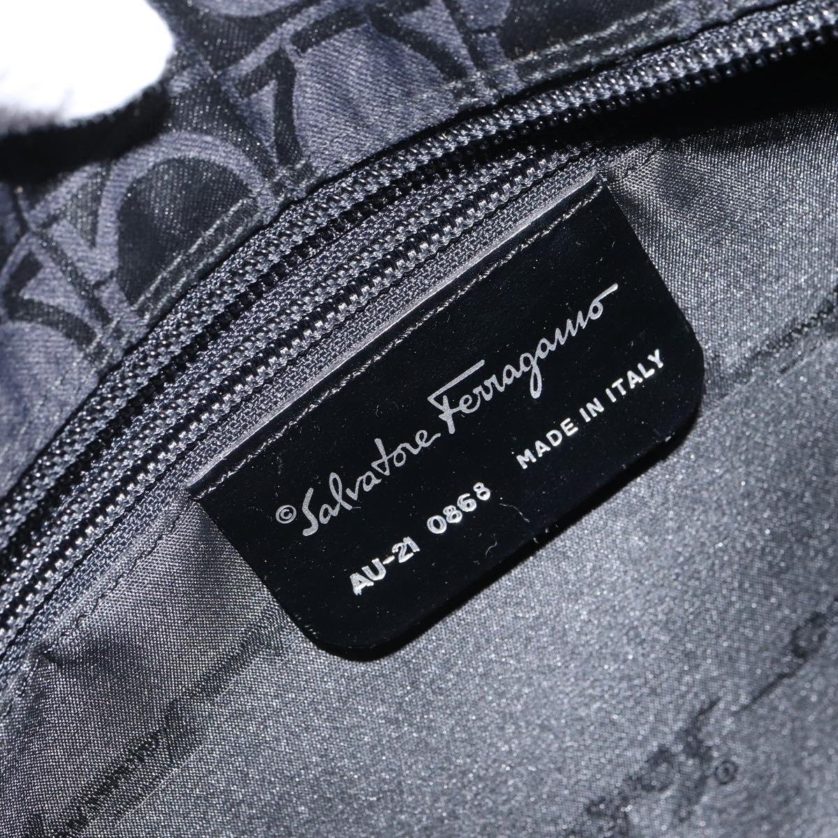 Salvatore Ferragamo Gancini Tote Bag Nylon Black Silver Auth gh1671