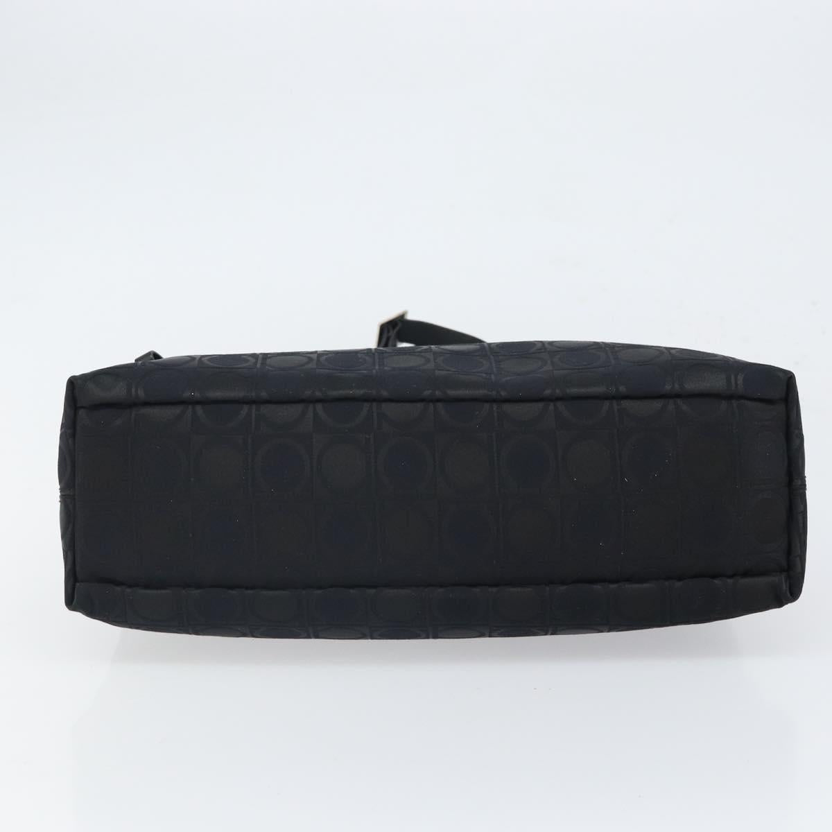 Salvatore Ferragamo Gancini Tote Bag Nylon Black Silver Auth gh1671