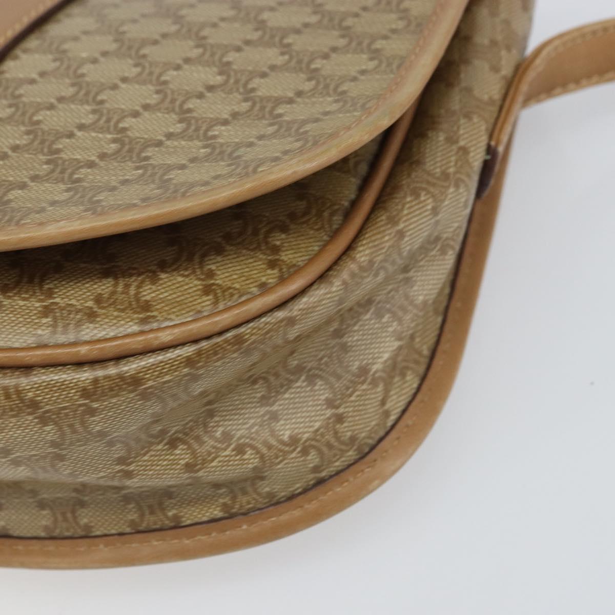 CELINE Macadam Canvas Shoulder Bag PVC Beige Gold Auth gh1688
