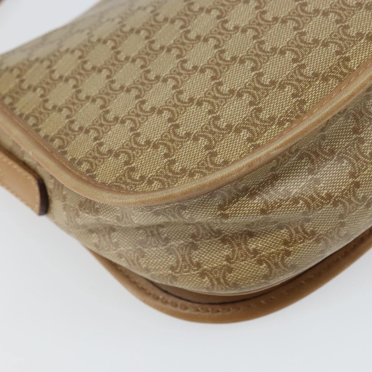 CELINE Macadam Canvas Shoulder Bag PVC Beige Gold Auth gh1688