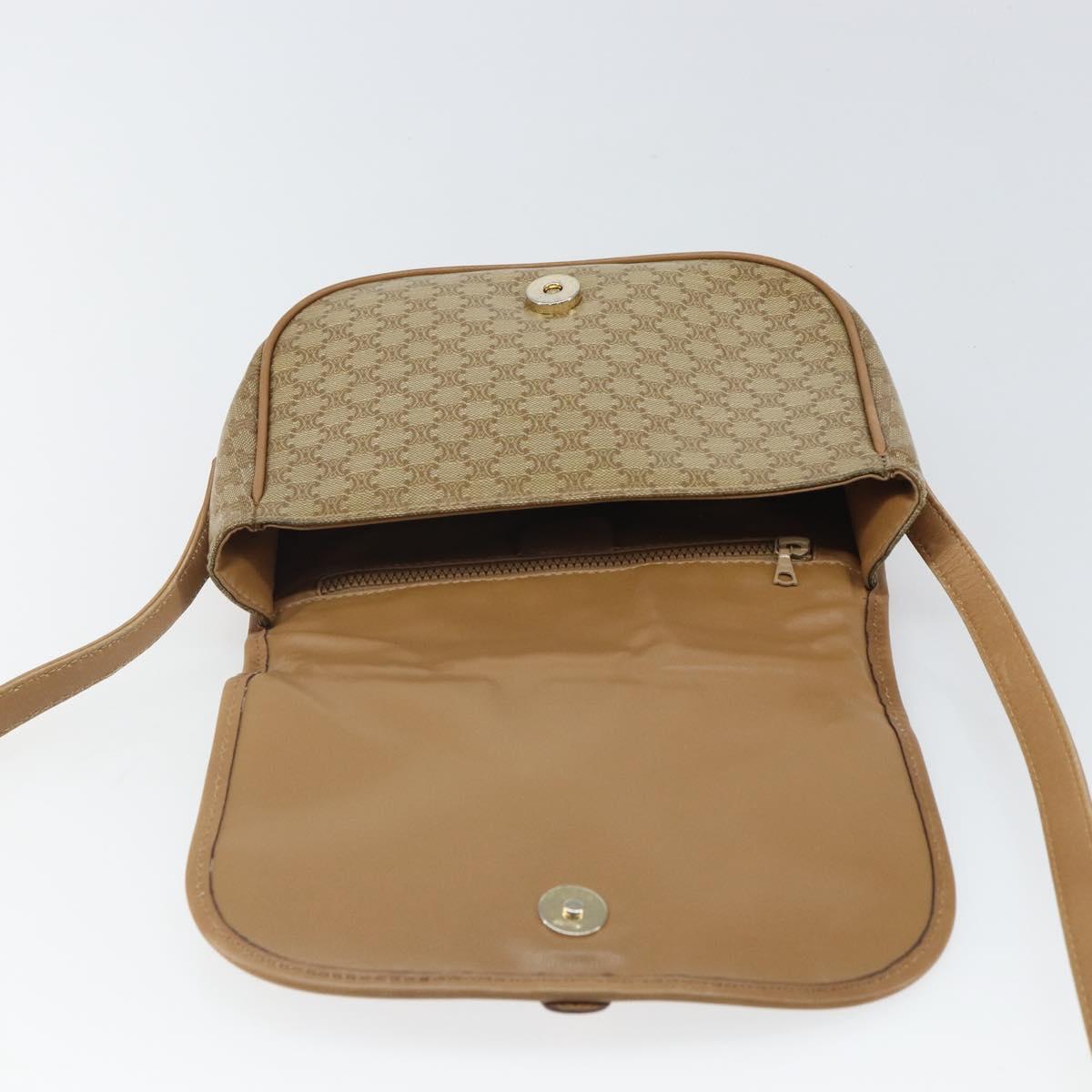CELINE Macadam Canvas Shoulder Bag PVC Beige Gold Auth gh1688