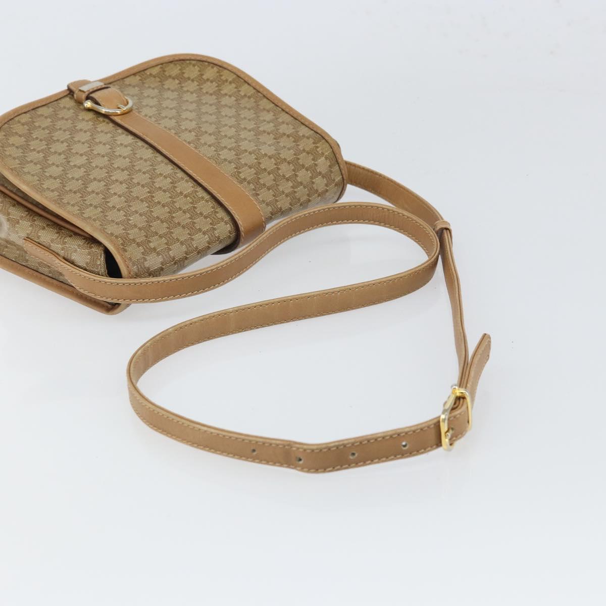 CELINE Macadam Canvas Shoulder Bag PVC Beige Gold Auth gh1688