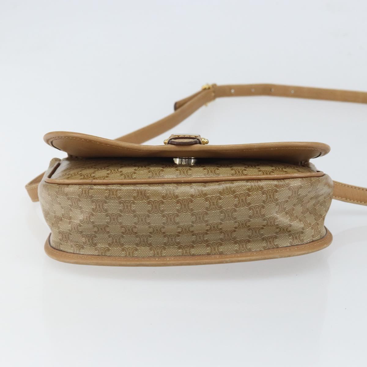 CELINE Macadam Canvas Shoulder Bag PVC Beige Gold Auth gh1688