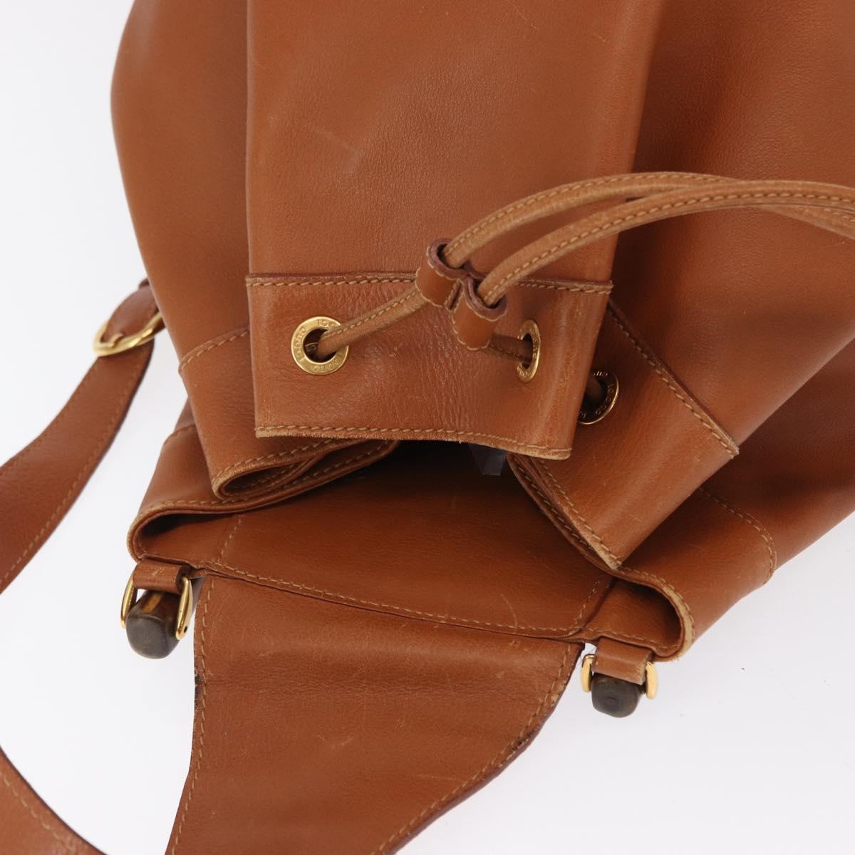 GUCCI Bamboo Body Bag Leather Brown Gold 003 2113 0037 Auth gh1689