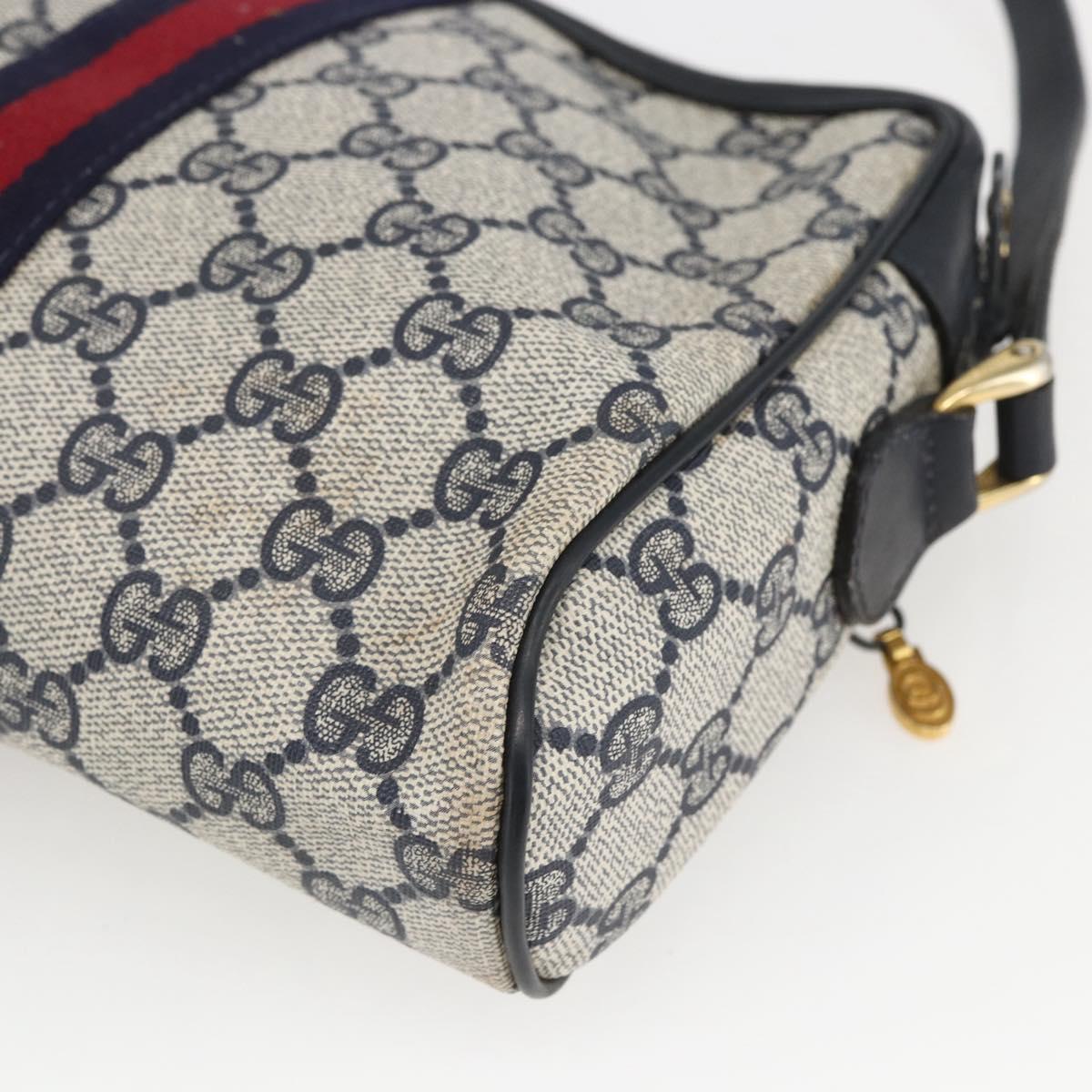 GUCCI GG Supreme Sherry Line Shoulder Bag PVC Navy Gold 42 01 3654 Auth gh1690