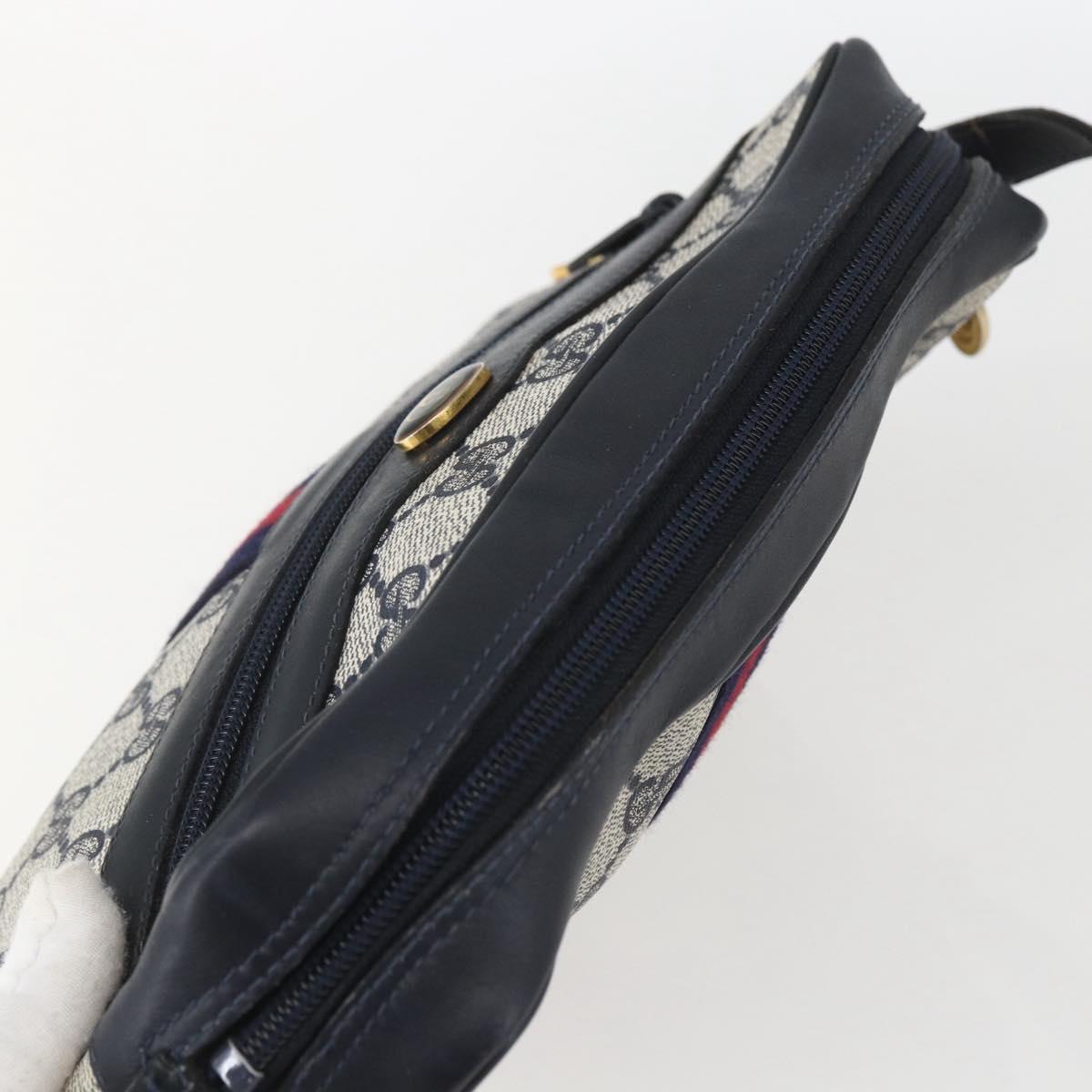 GUCCI GG Supreme Sherry Line Shoulder Bag PVC Navy Gold 42 01 3654 Auth gh1690