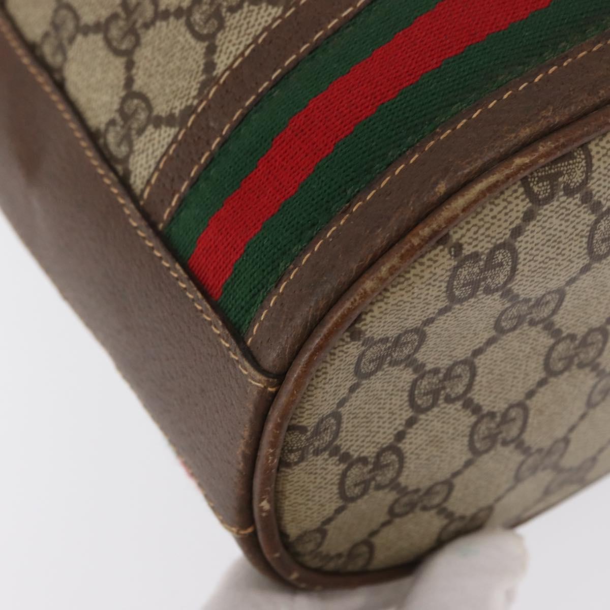 GUCCI GG Supreme Web Sherry Line Bag PVC Beige Gold 001 090 0933 Auth gh1694