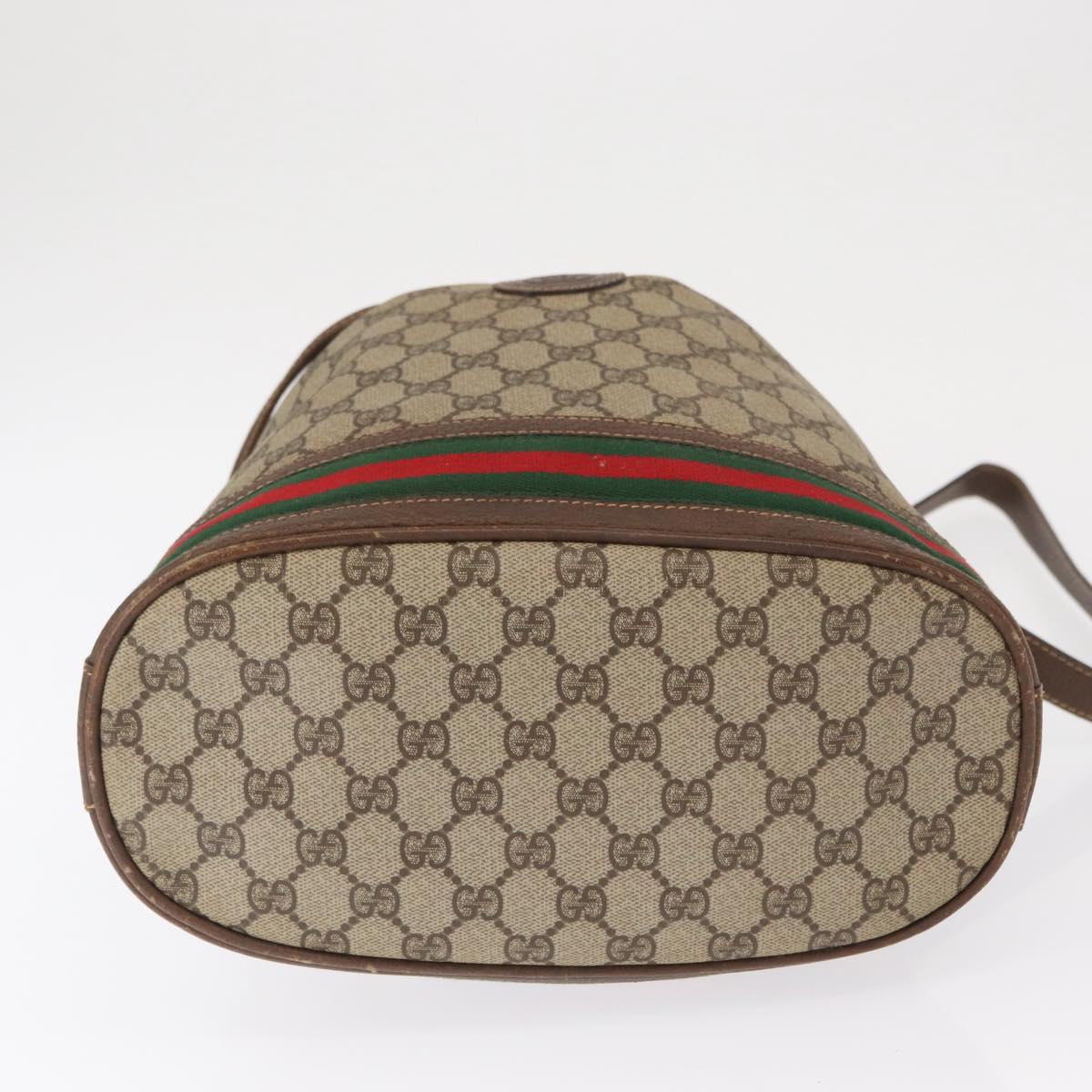 GUCCI GG Supreme Web Sherry Line Bag PVC Beige Gold 001 090 0933 Auth gh1694