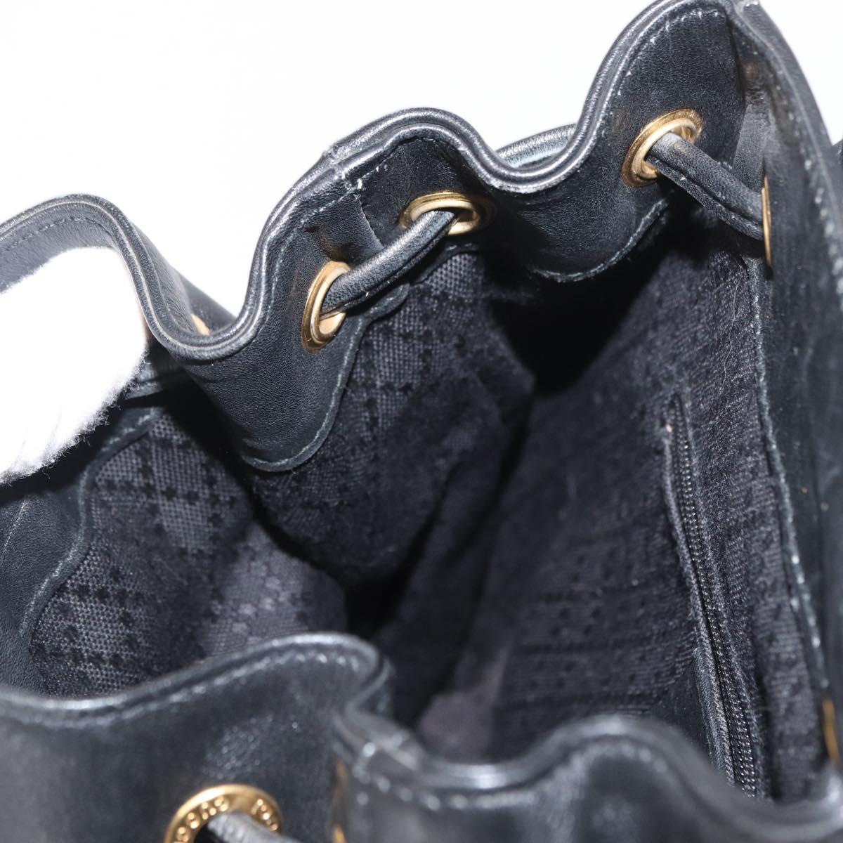 GUCCI Bamboo Backpack Leather Black Gold 003 2058 0030 Auth gh1708