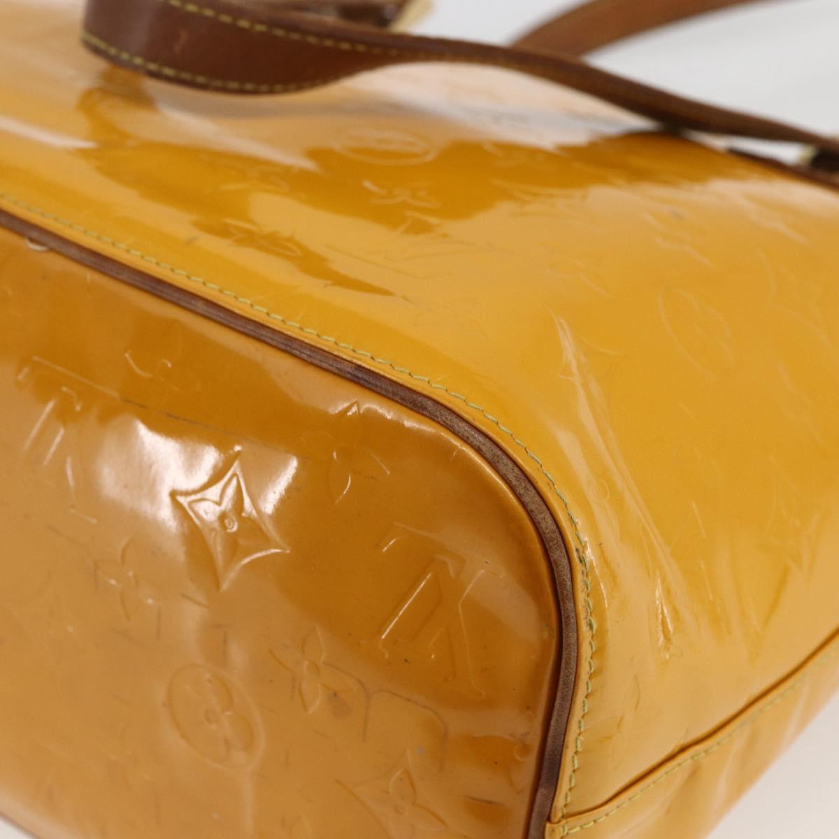 LOUIS VUITTON Monogram Vernis Houston Hand Bag Jaune M91121 LV Auth gh1716