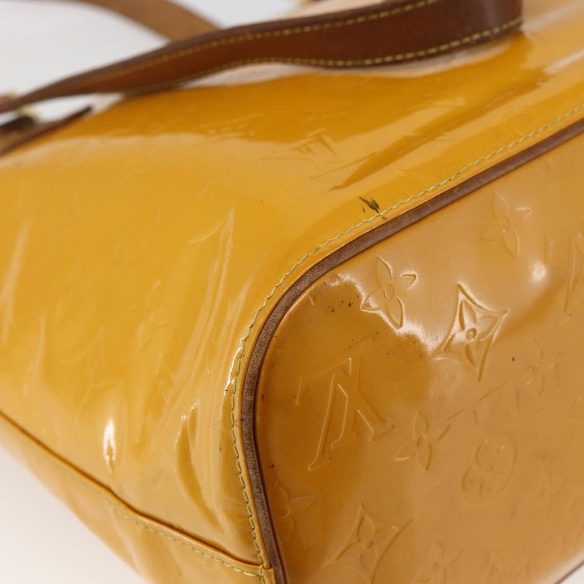 LOUIS VUITTON Monogram Vernis Houston Hand Bag Jaune M91121 LV Auth gh1716