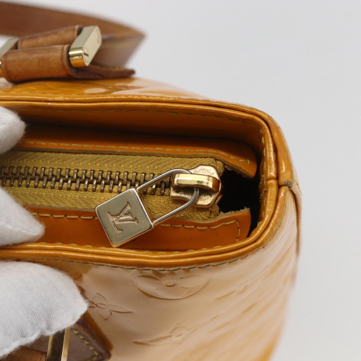 LOUIS VUITTON Monogram Vernis Houston Hand Bag Jaune M91121 LV Auth gh1716