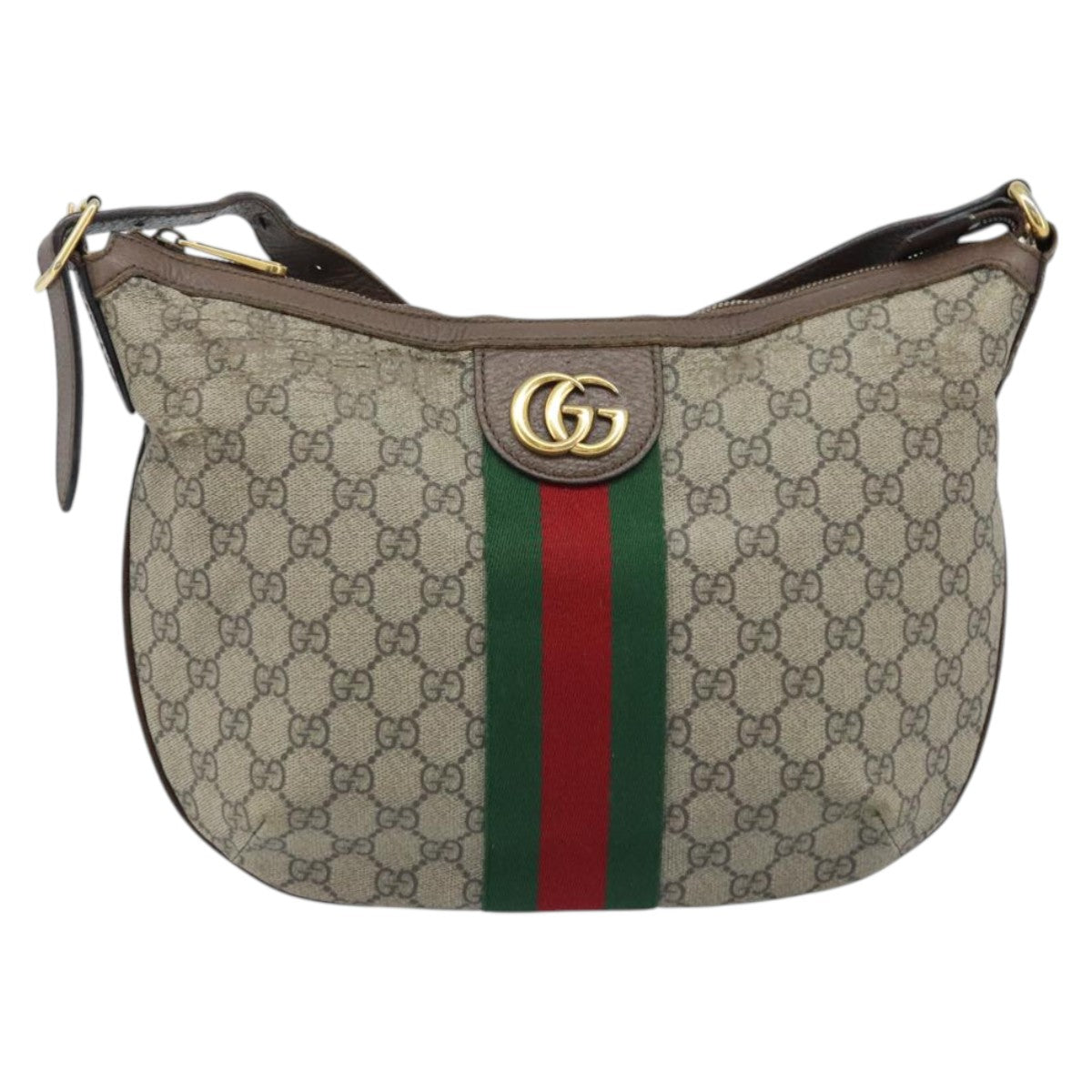 GUCCI GG Supreme GG Marmont Ophidia Shoulder Bag PVC Beige Gold Auth gh1719