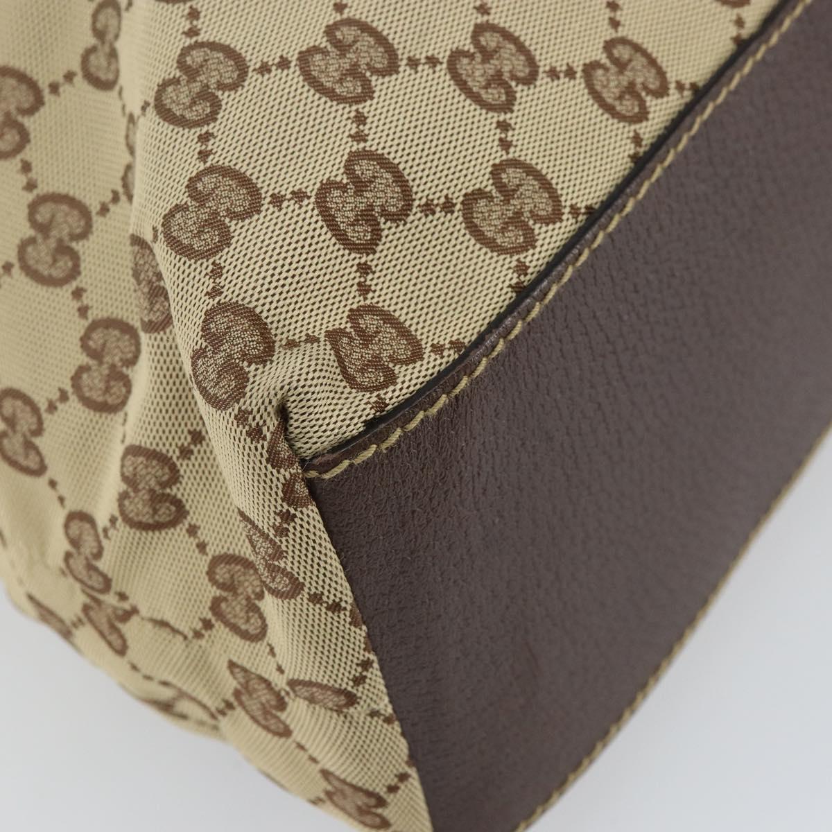 GUCCI GG Canvas Web Sherry Line Tote Bag Beige Silver 131233 Auth gh1729