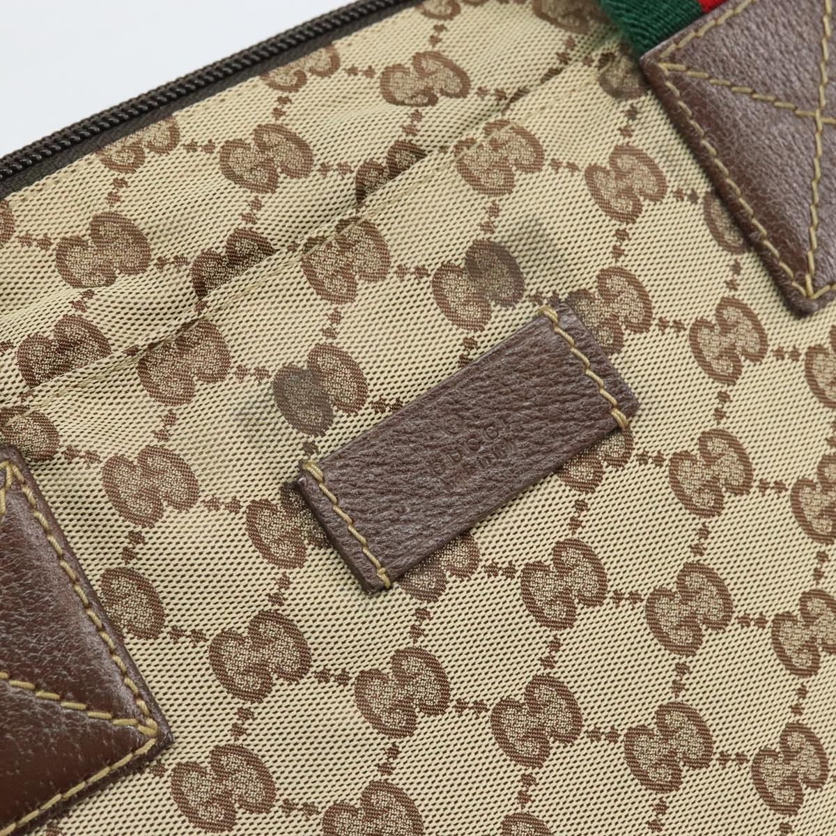 GUCCI GG Canvas Web Sherry Line Tote Bag Beige Silver 131233 Auth gh1729