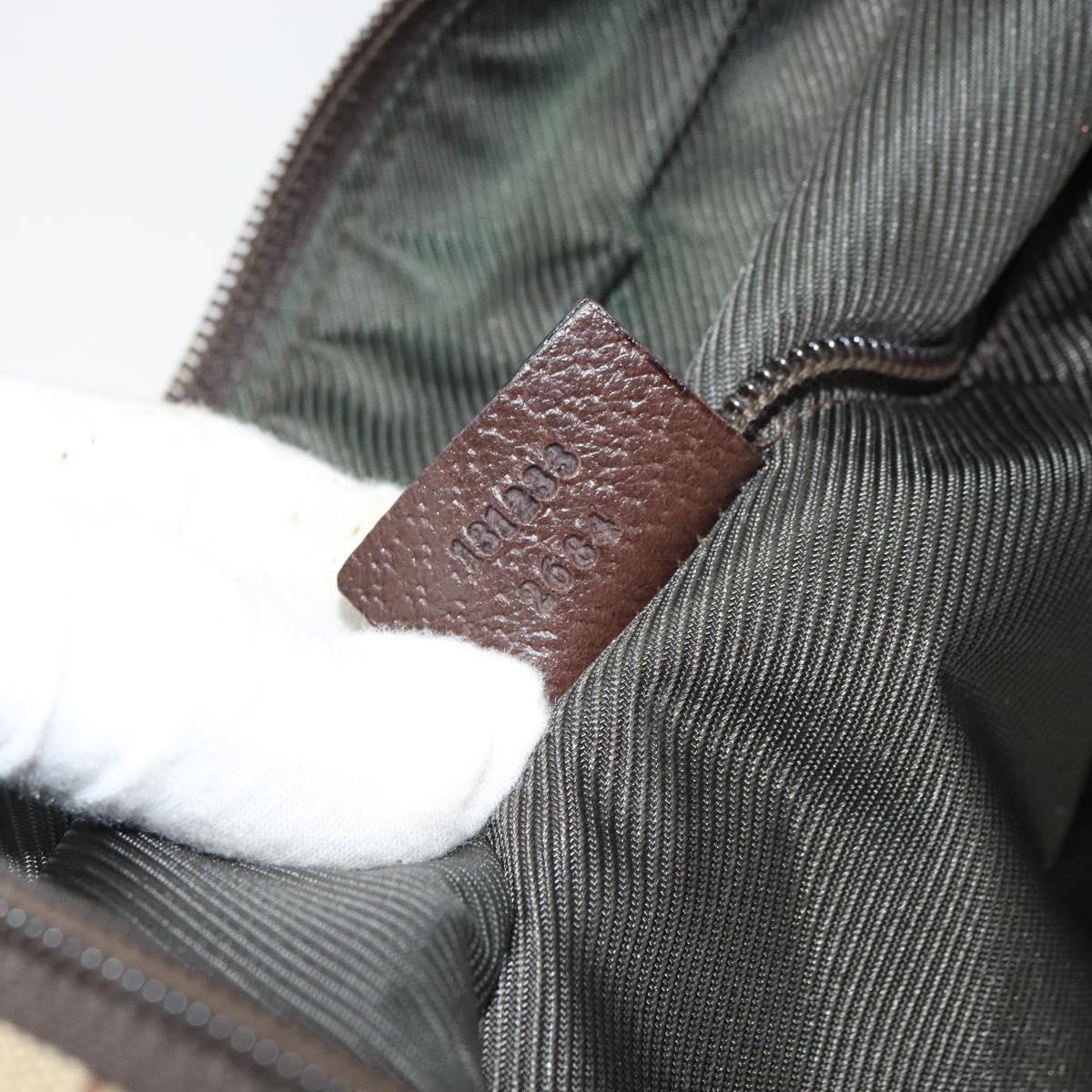 GUCCI GG Canvas Web Sherry Line Tote Bag Beige Silver 131233 Auth gh1729